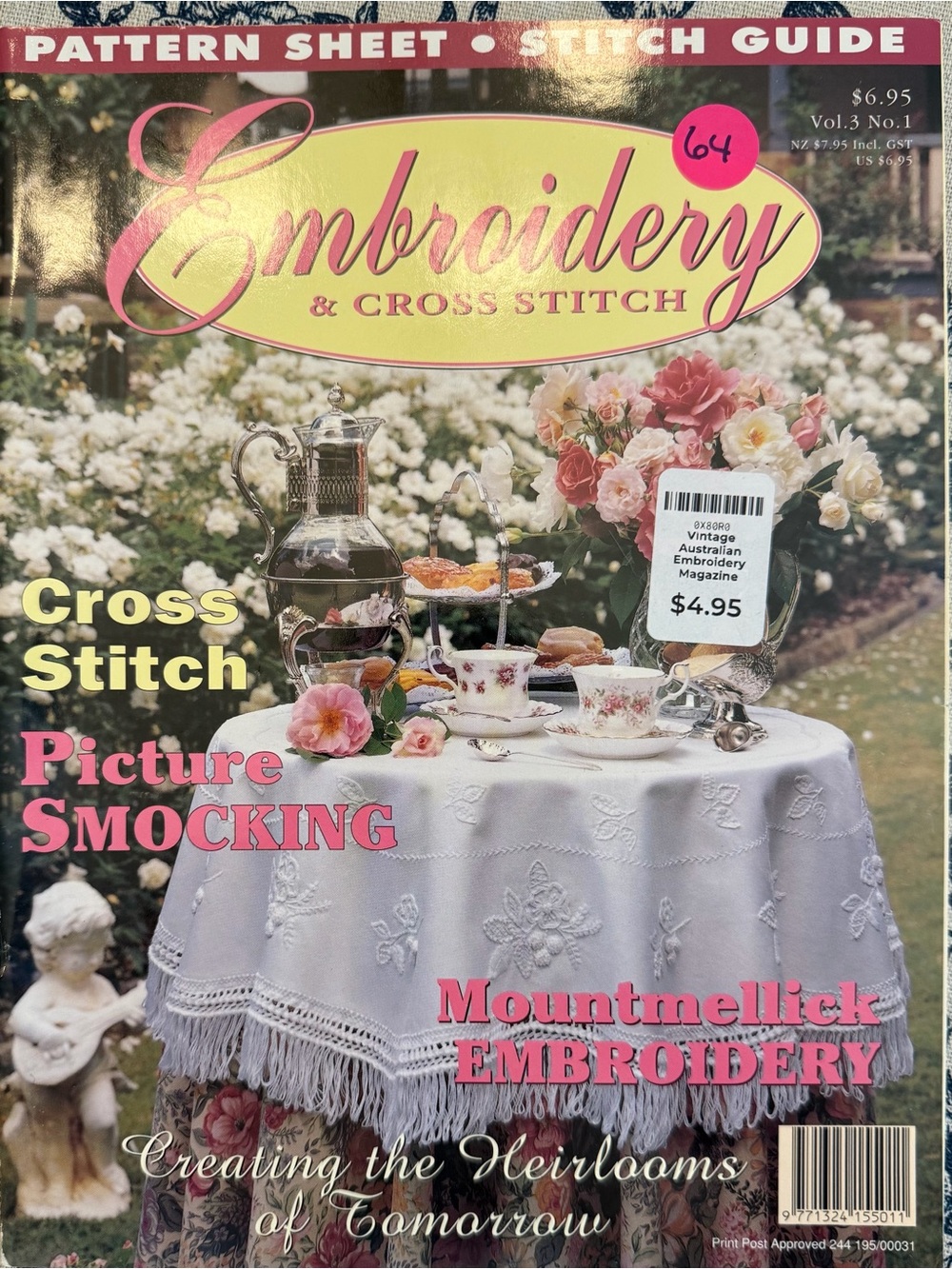 EMBROIDERY And Cross Stitch Ribbon Volume 3 No 1 Florals Cottagecore Gardens